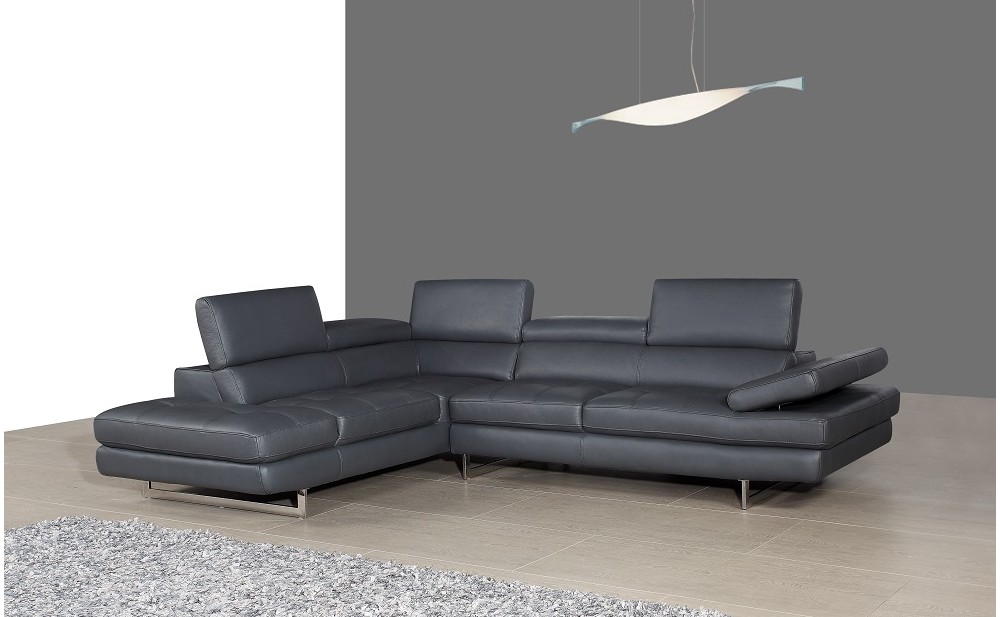 A761 Italian Leather Sectional Slate Grey J&M Furniture