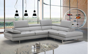 Gigi A761 Italian Leather Sectional Light Grey J&M Furniture Gigi A761 Italian Leather Sectional Light Grey J&M Furniture