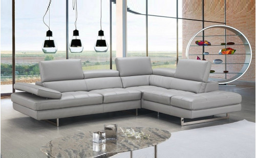Gigi A761 Italian Leather Sectional Light Grey J&M Furniture Gigi A761 Italian Leather Sectional Light Grey J&M Furniture