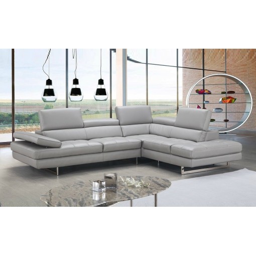 Gigi A761 Italian Leather Sectional Light Grey J&M Furniture