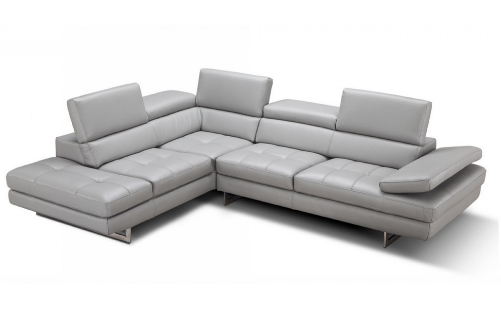 Gigi A761 Italian Leather Sectional Light Grey J&M Furniture