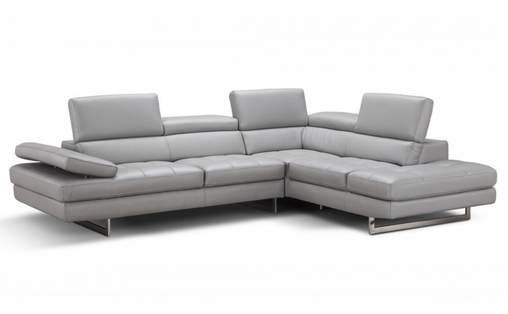 Gigi A761 Italian Leather Sectional Light Grey J&M Furniture