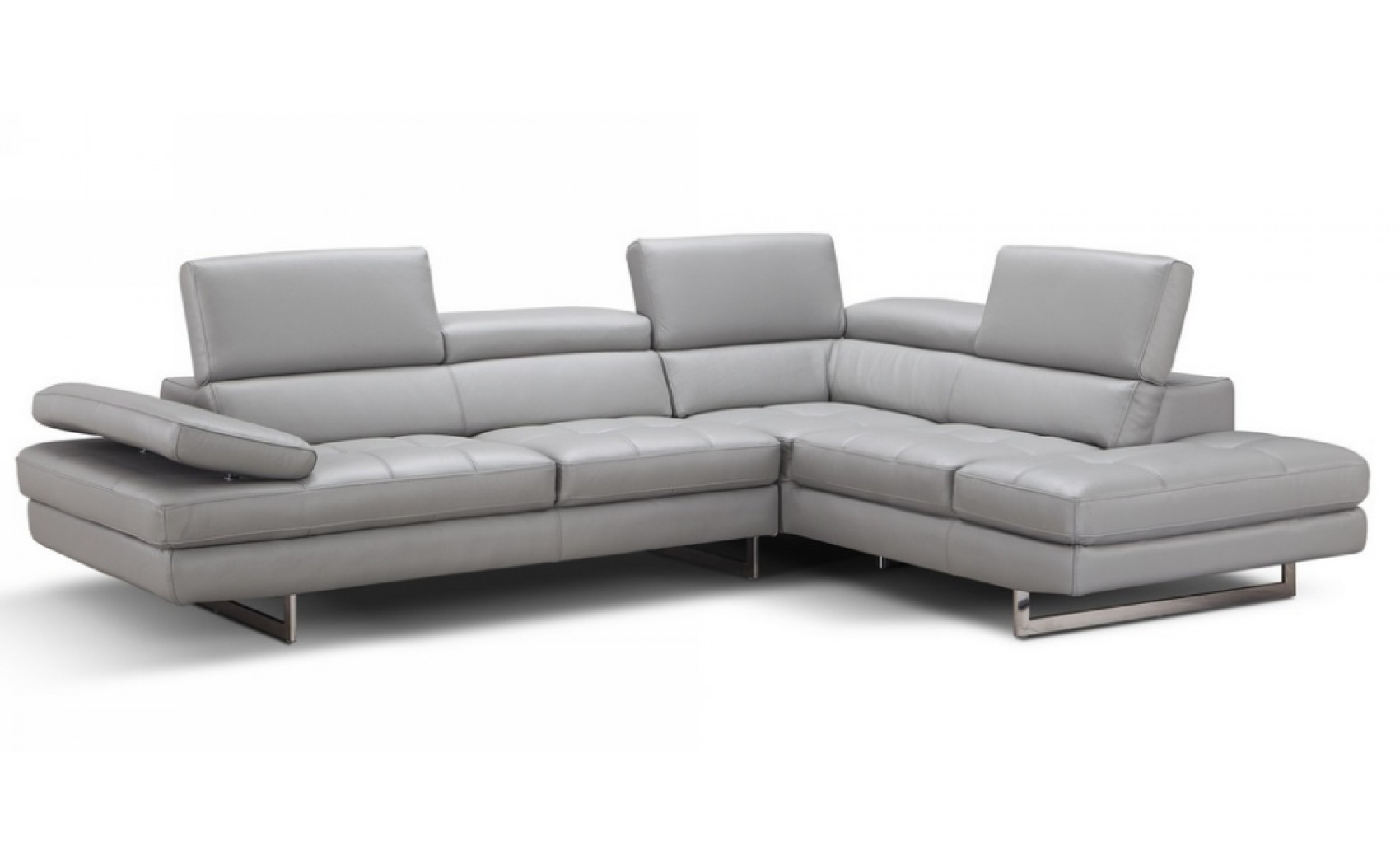 Gigi A761 Italian Leather Sectional Light Grey J&M Furniture