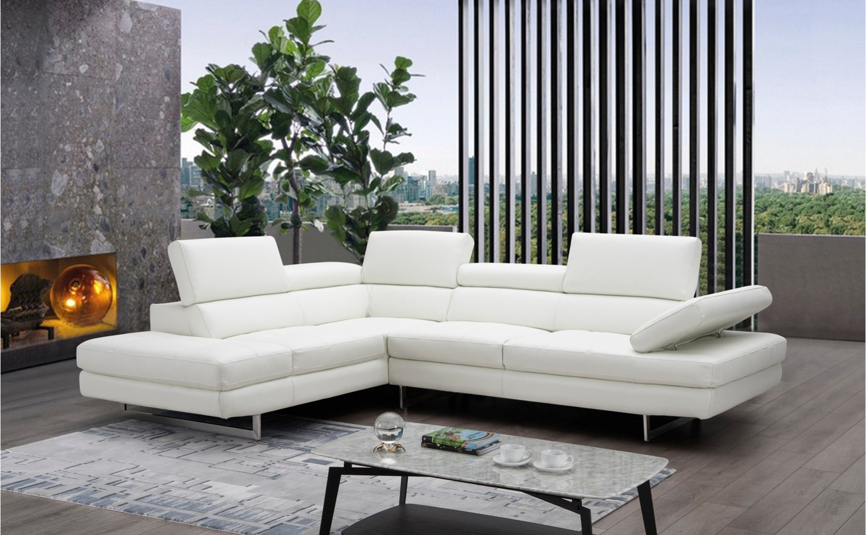 Gigi A761 Italian Leather Sectional Off White J&M Furniture