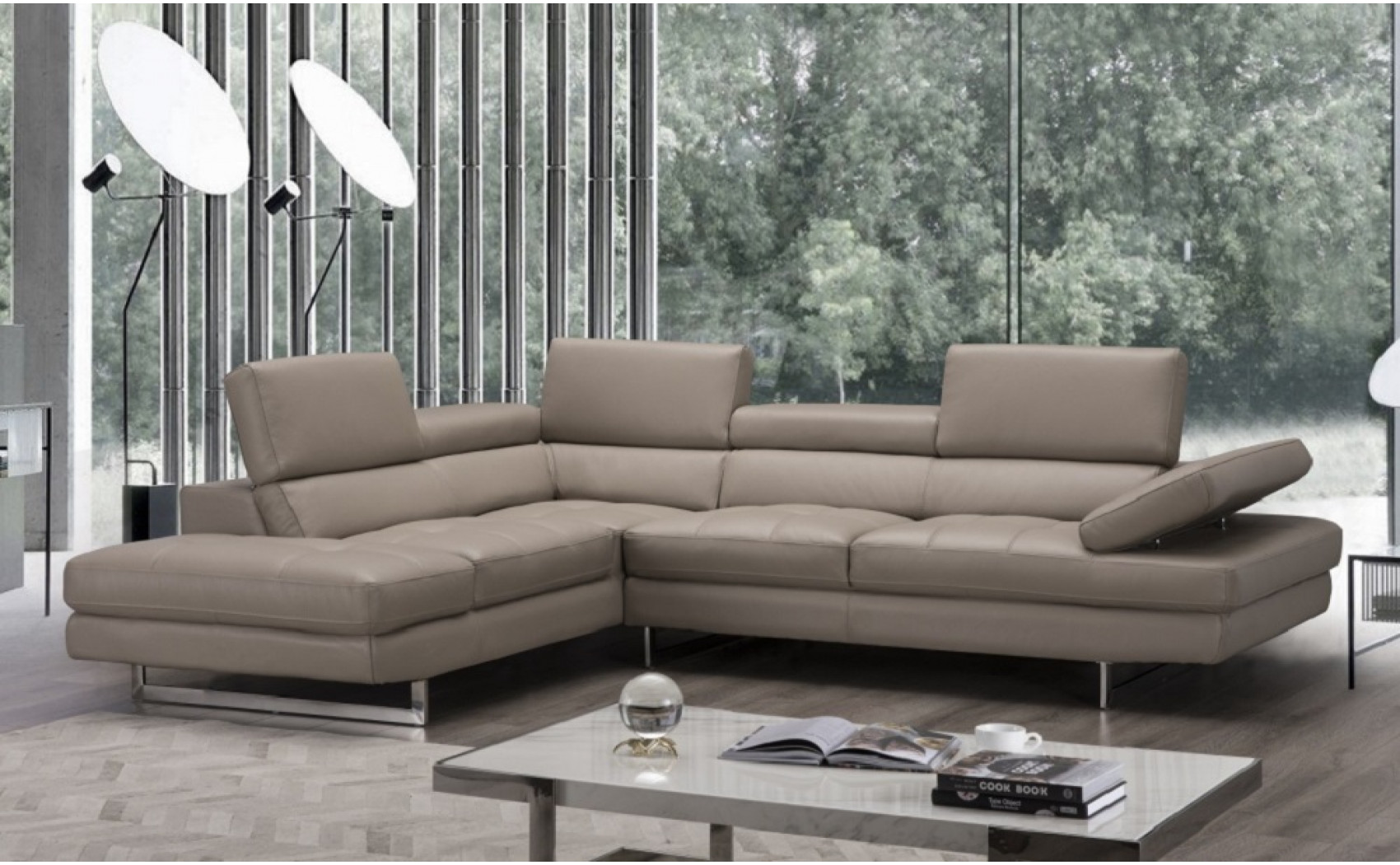 Gigi A761 Italian Leather Sectional Slate Peanut J&M Furniture