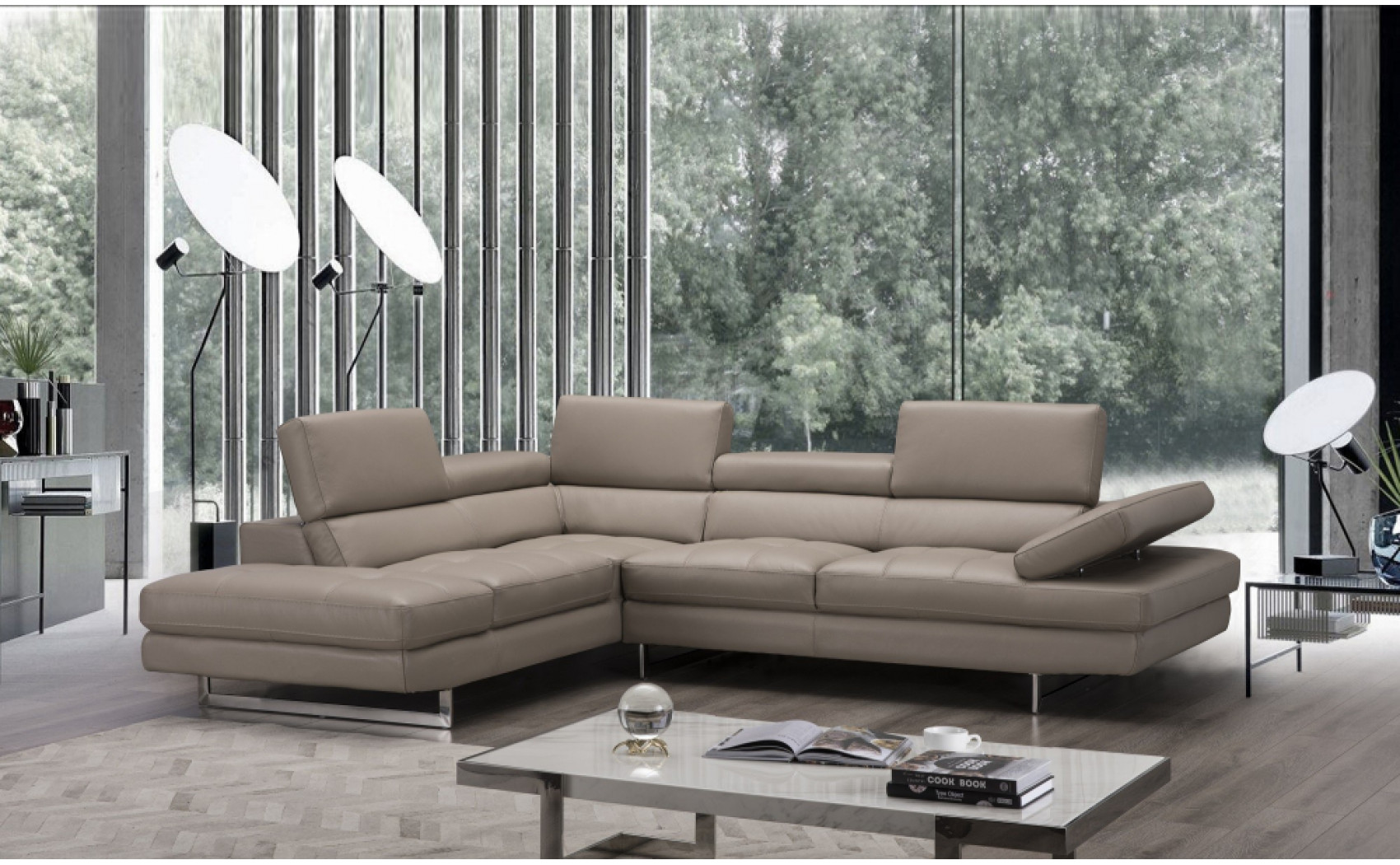 Gigi A761 Italian Leather Sectional Slate Peanut J&M Furniture