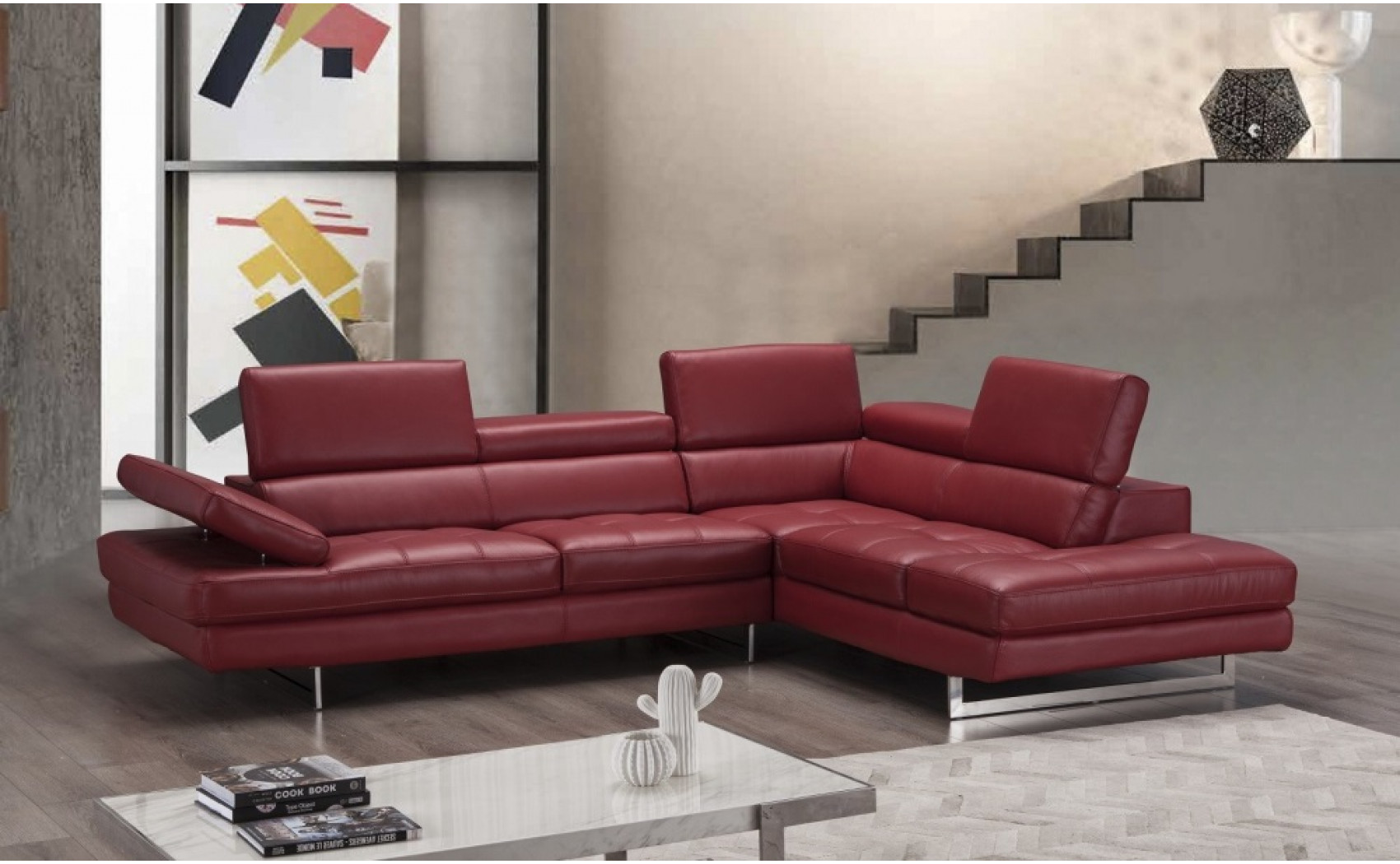 Gigi A761 Italian Leather Sectional Red J&M Furniture