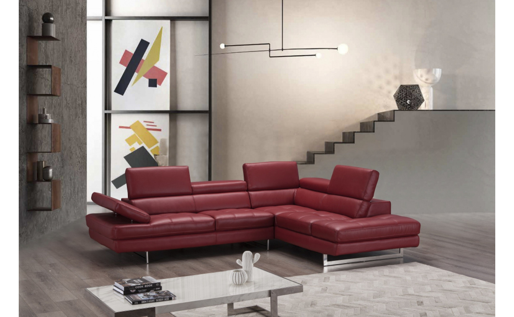 Gigi A761 Italian Leather Sectional Red J&M Furniture