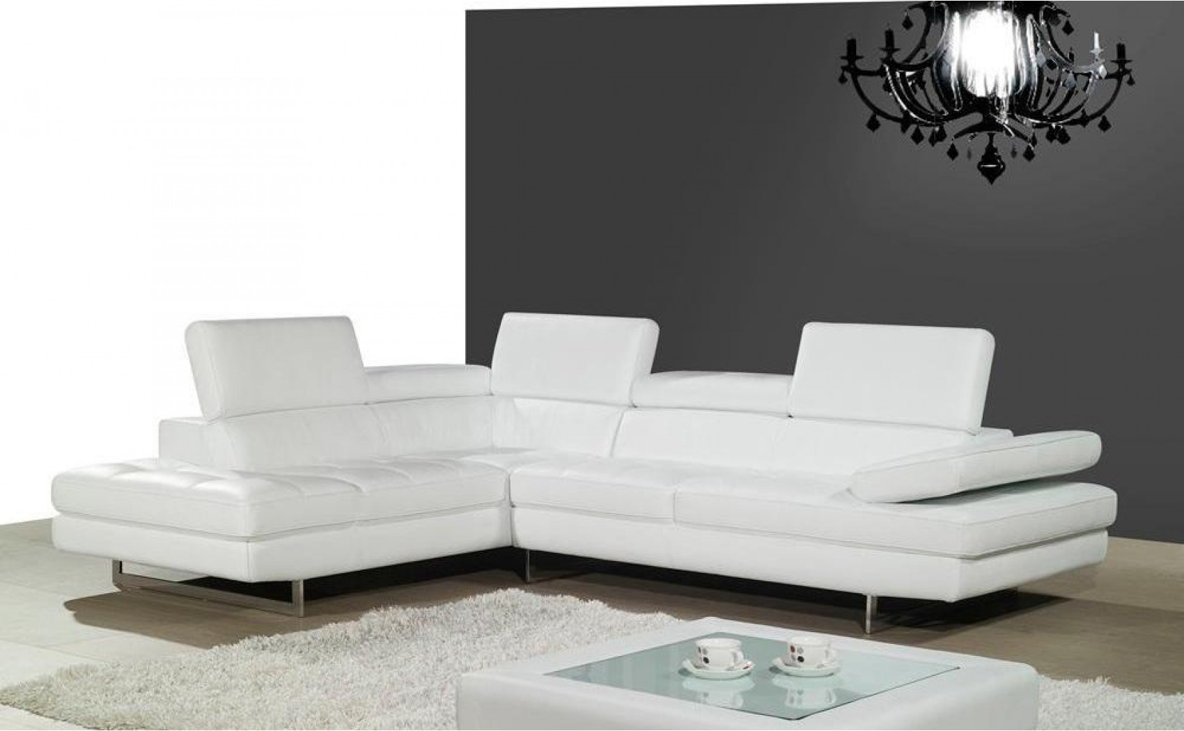 Gigi A761 Italian Leather Sectional Snow White J&M Furniture