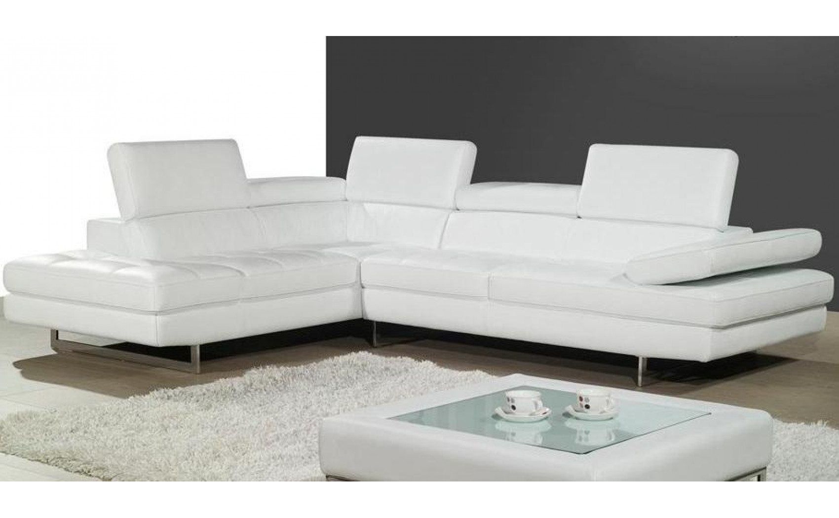 Gigi A761 Italian Leather Sectional Snow White J&M Furniture