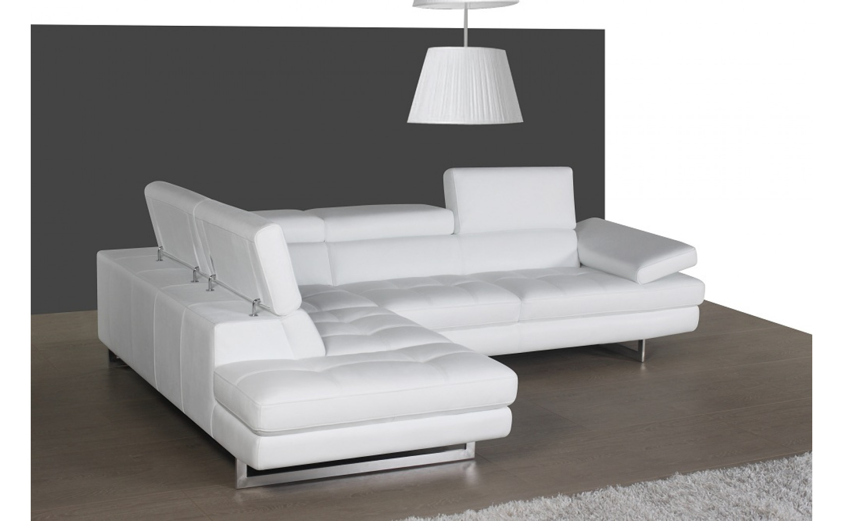Gigi A761 Italian Leather Sectional Snow White J&M Furniture