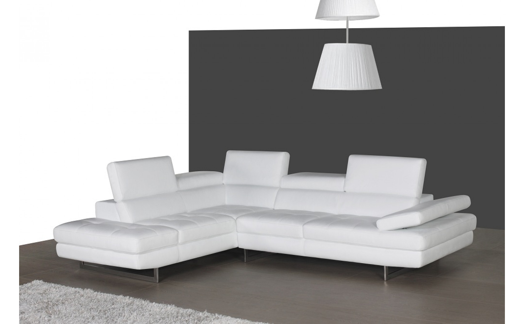 Gigi A761 Italian Leather Sectional Snow White J&M Furniture