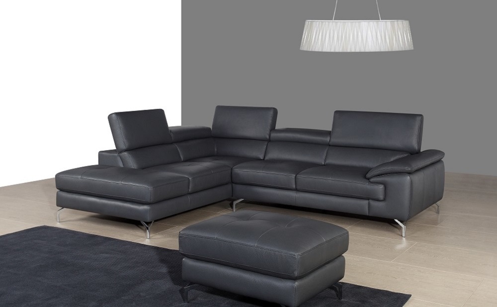 A973 Italian Leather Grey Sectional J&M Furniture