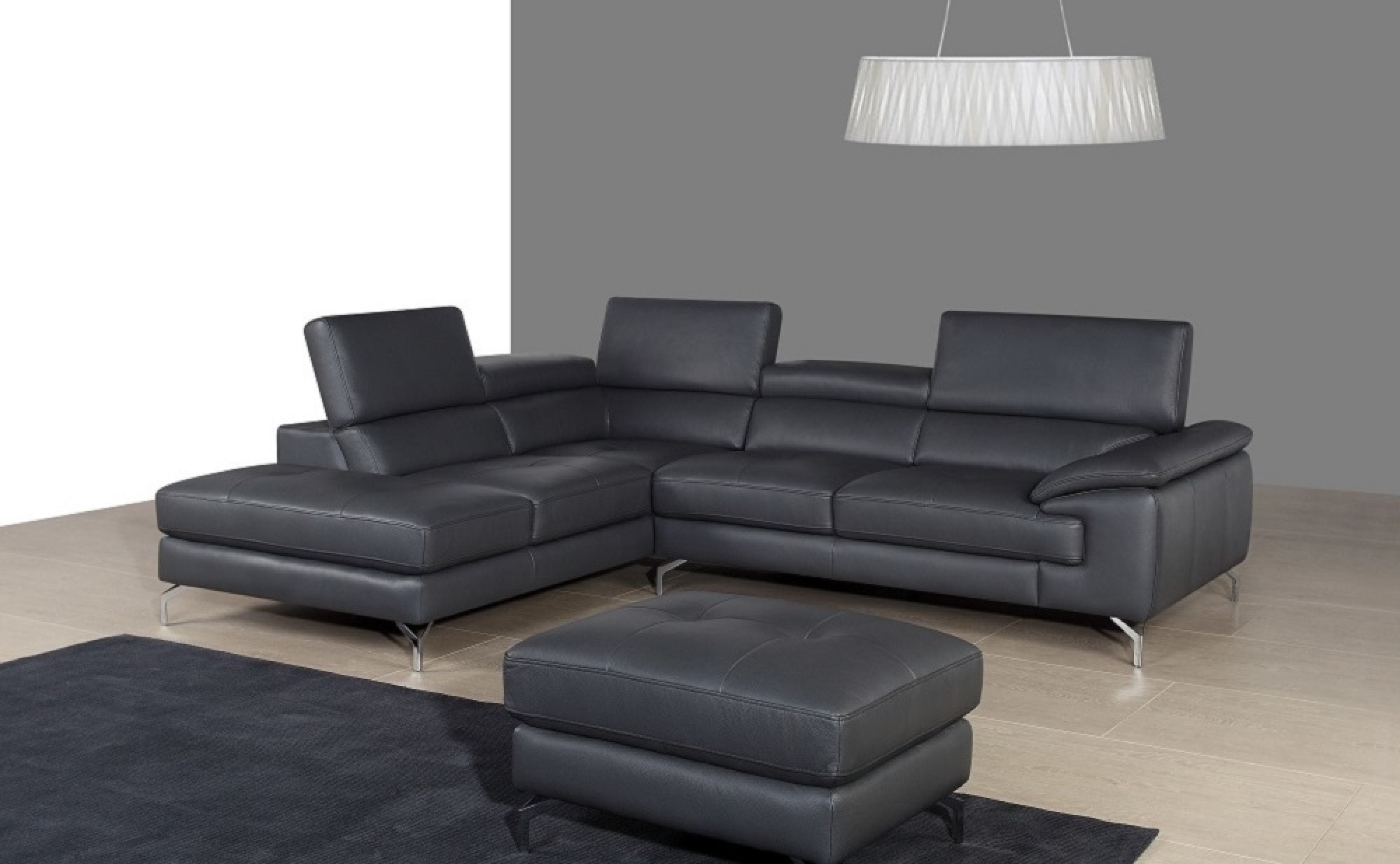 A973 Italian Leather Grey Sectional J&M Furniture JM