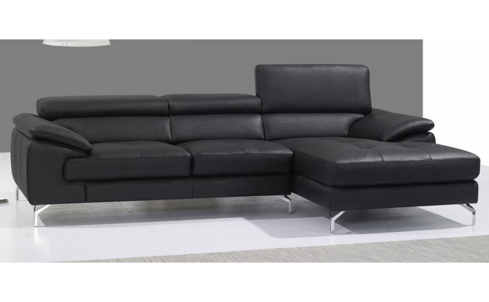 Jannette A973B Italian Leather Mini Sectional Black J&M Furniture