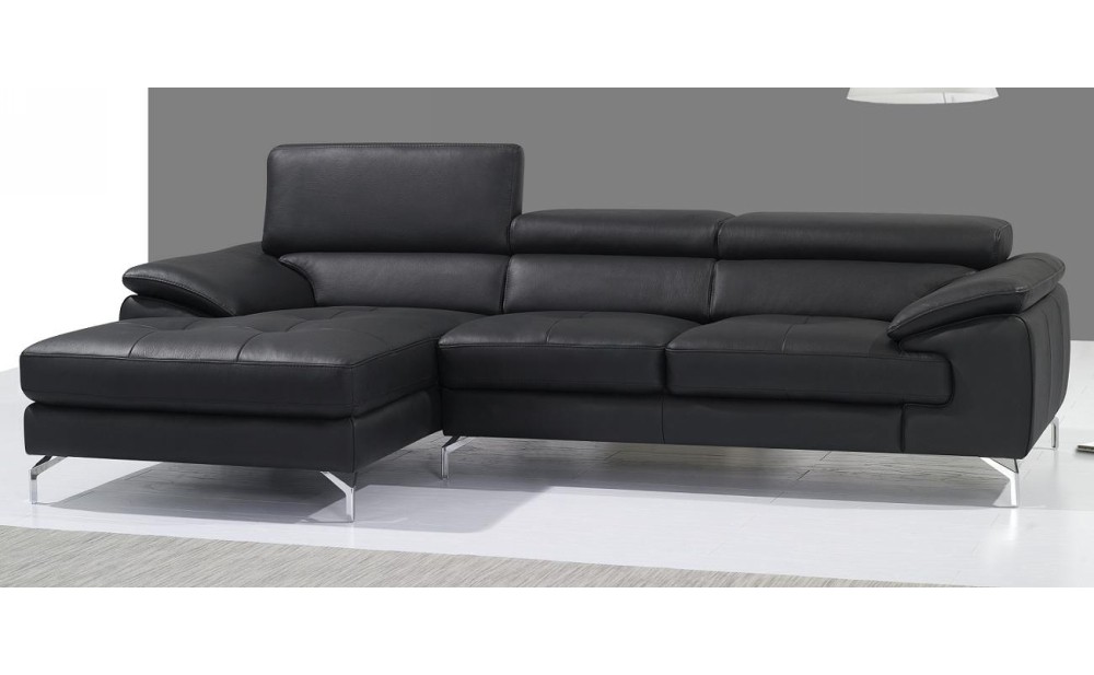 A973B Italian Leather Mini Sectional Black J&M Furniture