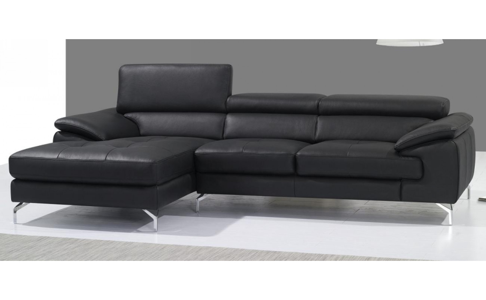 Jannette A973B Italian Leather Mini Sectional Black J&M Furniture