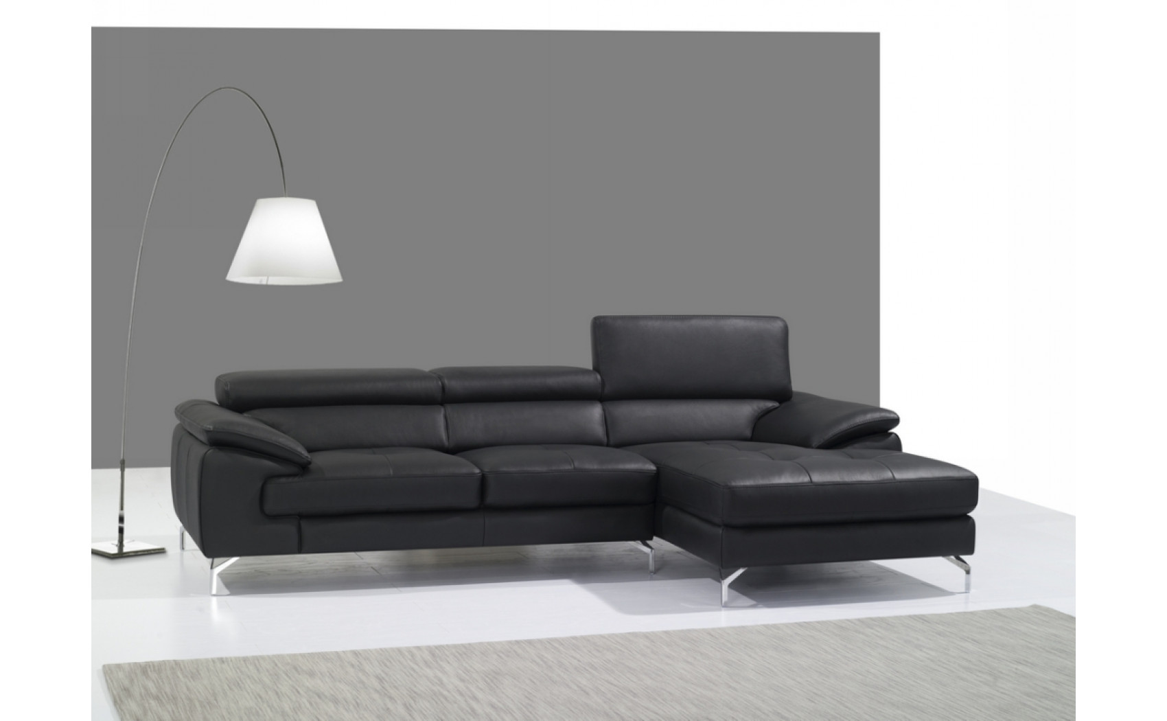 Jannette A973B Italian Leather Mini Sectional Black J&M Furniture