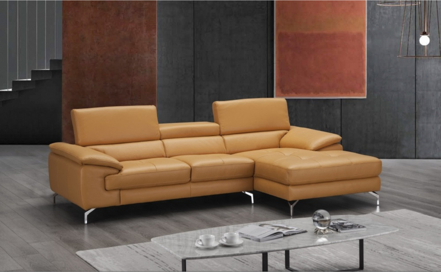 Jannette A973B Italian Leather Mini Sectional Freesia J&M Furniture