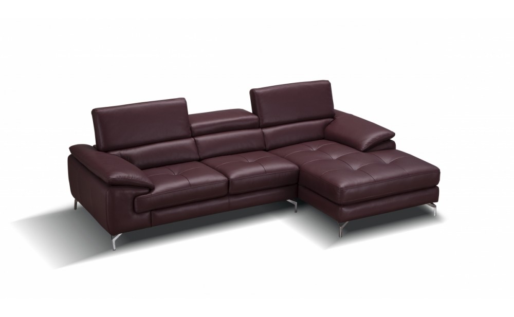 A973B Italian Leather Mini Sectional Maroon J&M Furniture
