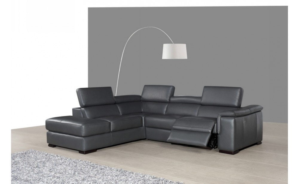 Agata Premium Leather Sectional Slate Grey J&M Furniture
