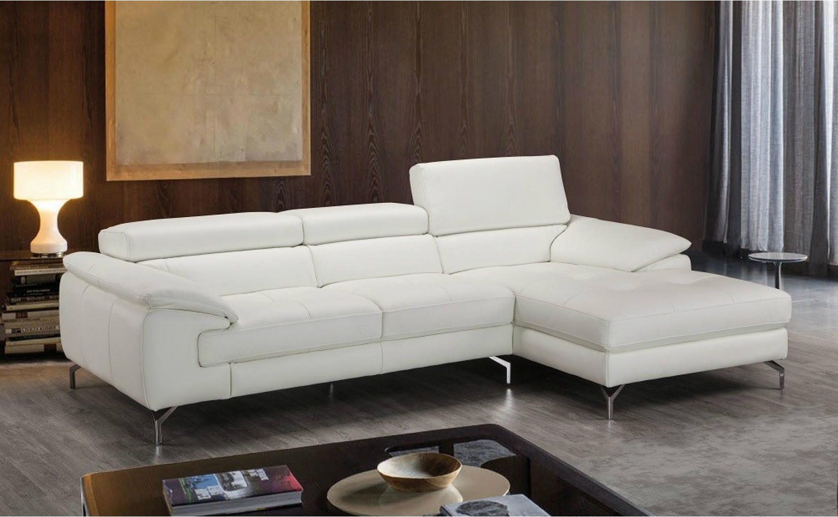 Alice Premium Leather Sectional White J&M Furniture