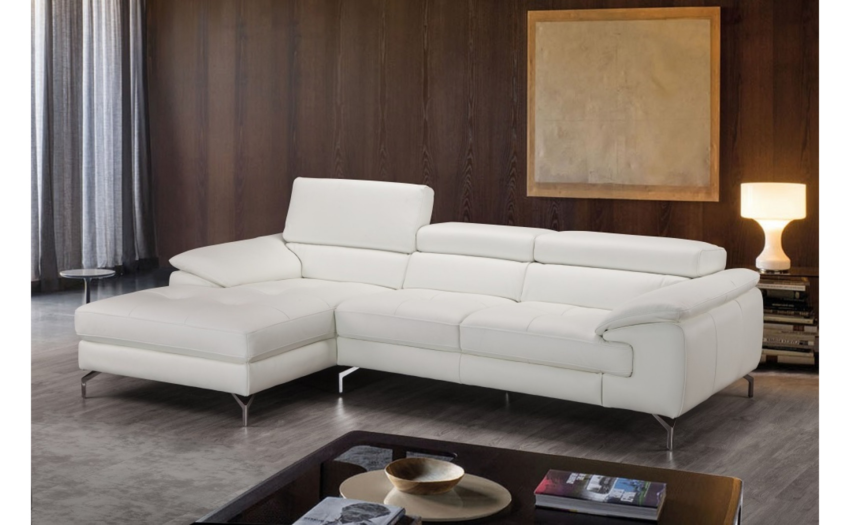Alice Premium Leather Sectional White J&M Furniture