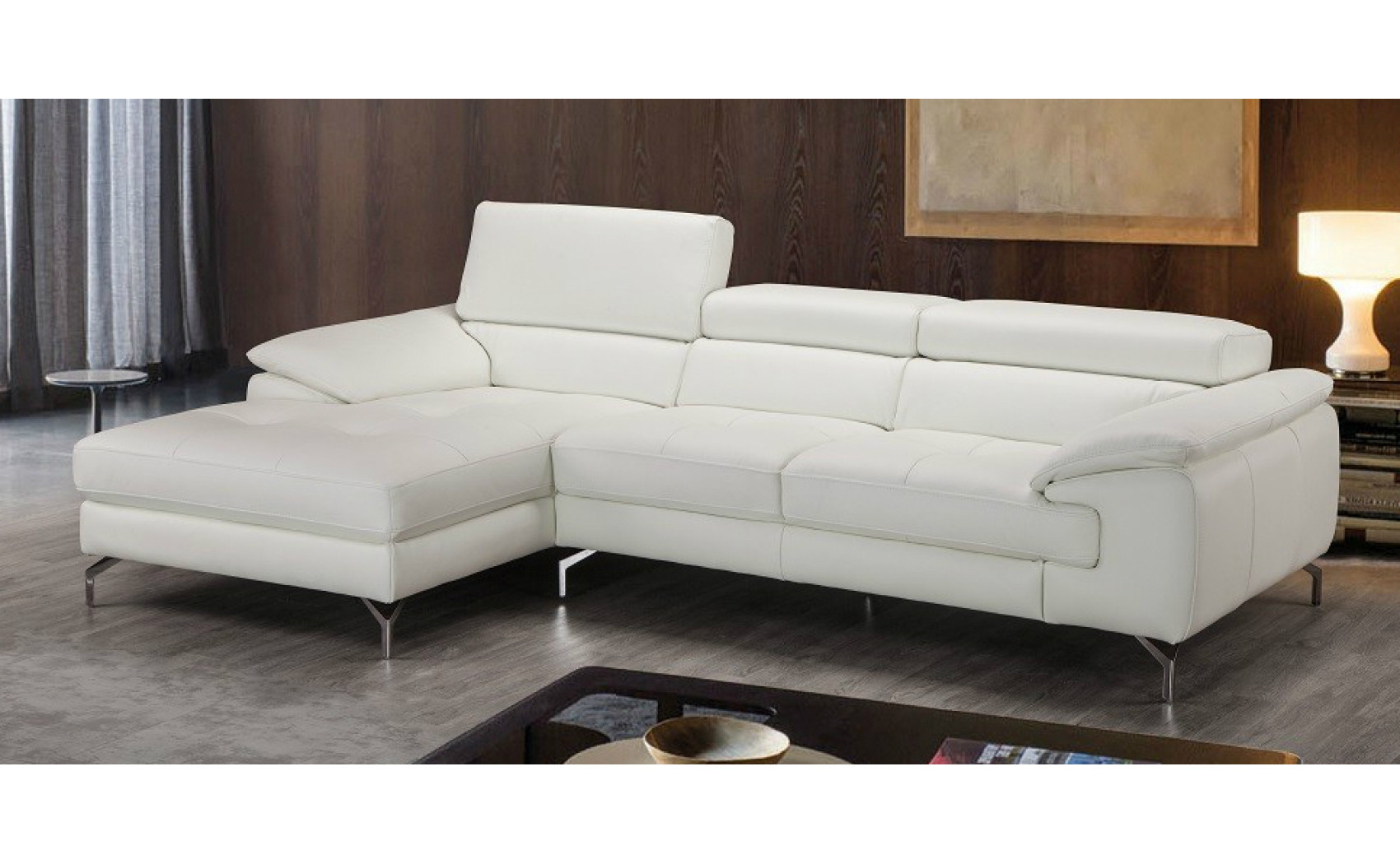 Alice Premium Leather Sectional White J&M Furniture
