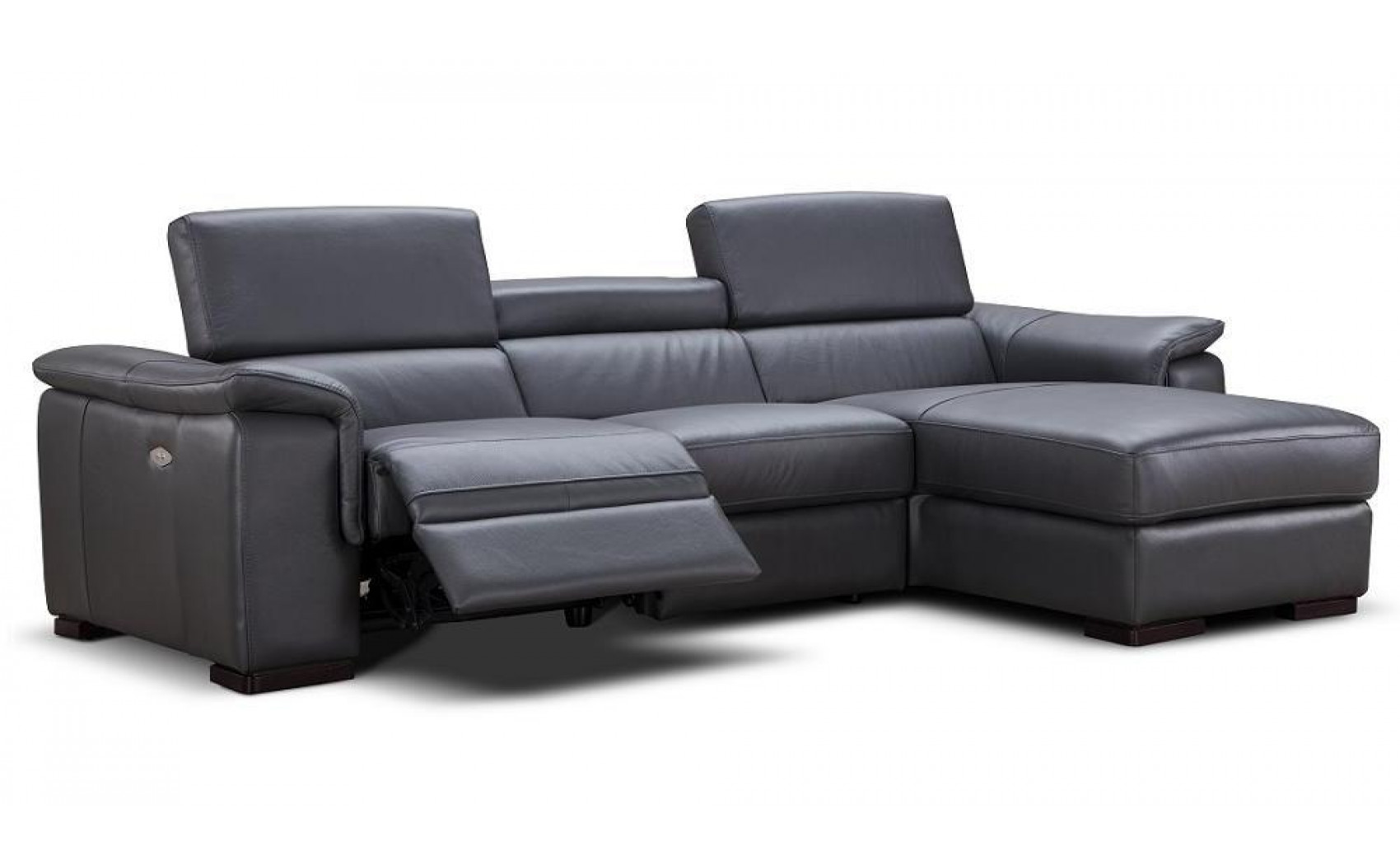 Allegra Premium Leather Sectional Slate Grey J&M Furniture