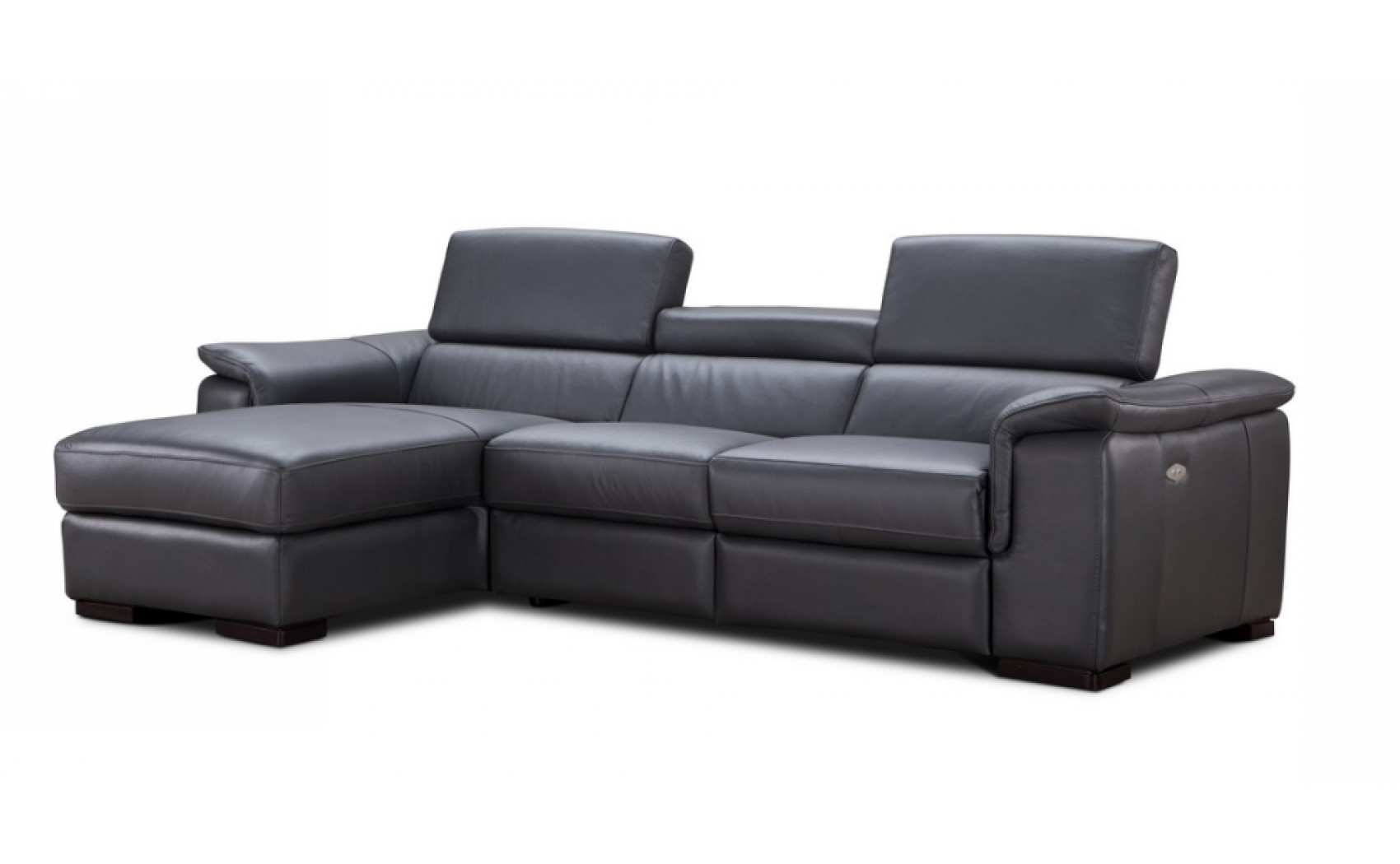Allegra Premium Leather Sectional Slate Grey J&M Furniture