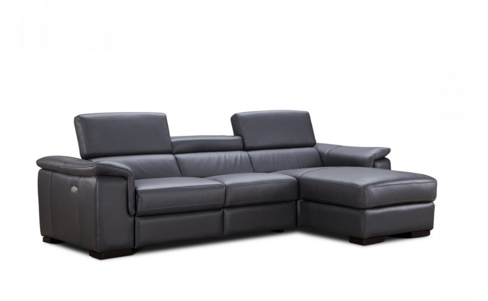 Allegra Premium Leather Sectional Slate Grey J&M Furniture