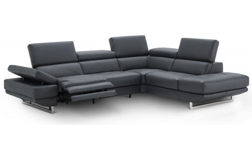 Annalaise Recliner Leather Sectional Blue Grey J&M Furniture