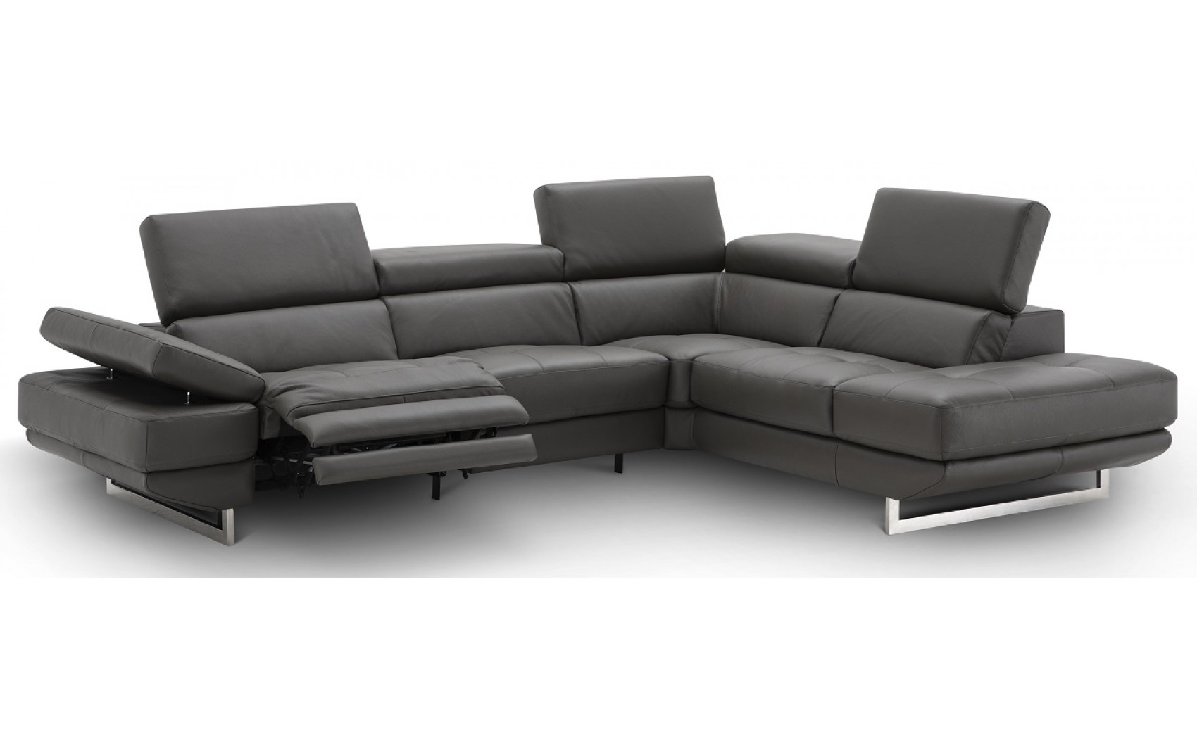 Annalaise Recliner Leather Sectional Dark Grey J&M Furniture