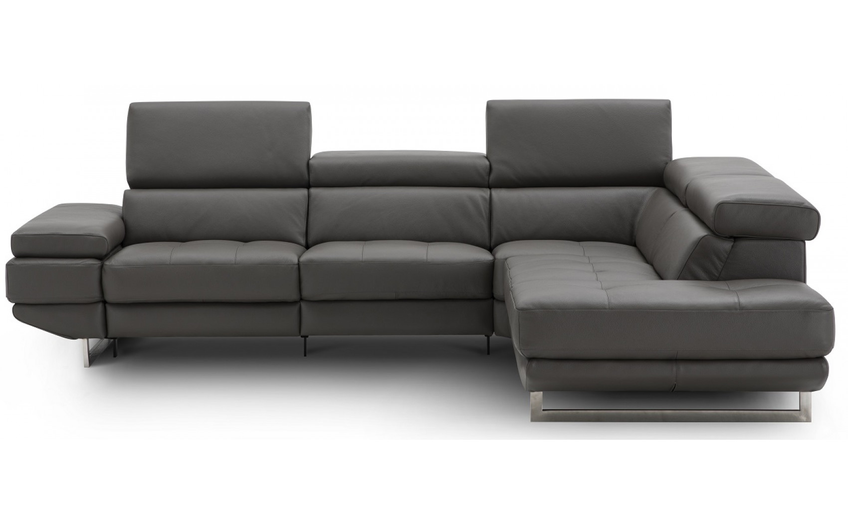 Annalaise Recliner Leather Sectional Dark Grey J&M Furniture