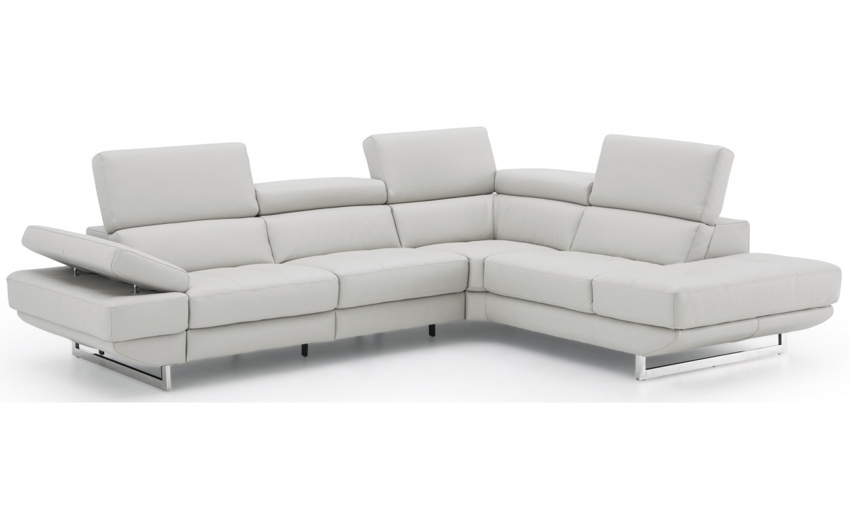 Annalaise Recliner Leather Sectional Silver Grey J&M Furniture