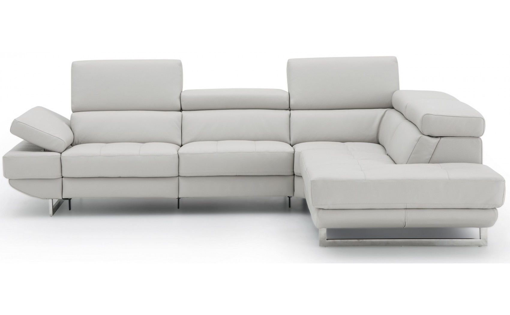 Annalaise Recliner Leather Sectional Silver Grey J&M Furniture