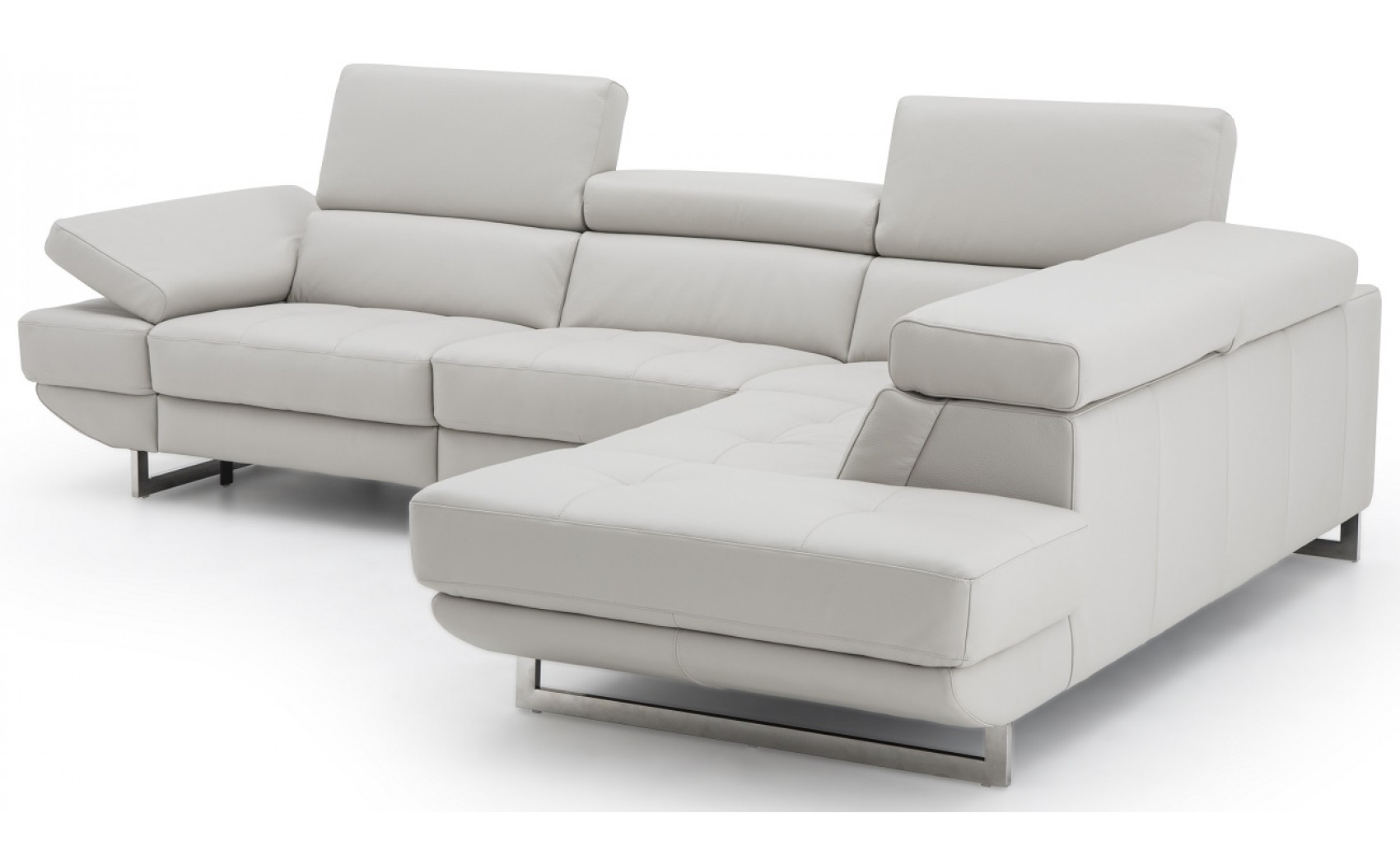 Annalaise Recliner Leather Sectional Silver Grey J&M Furniture