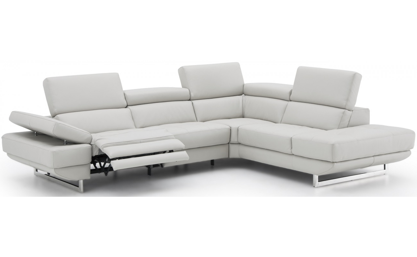 Annalaise Recliner Leather Sectional Silver Grey J&M Furniture