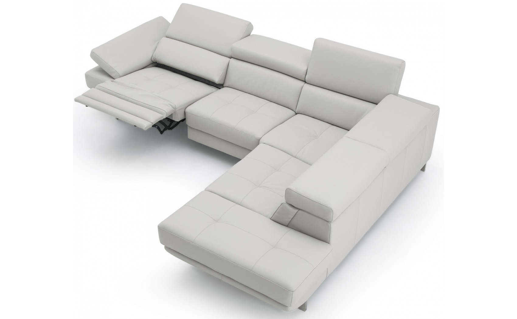 Annalaise Recliner Leather Sectional Silver Grey J&M Furniture