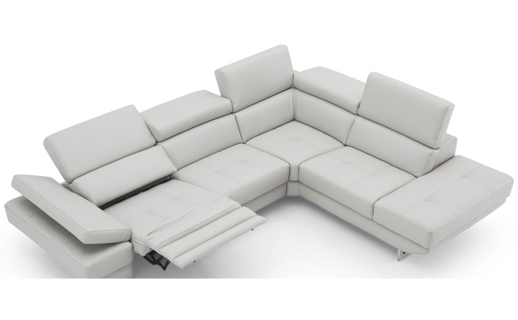 Annalaise Recliner Leather Sectional Silver Grey J&M Furniture