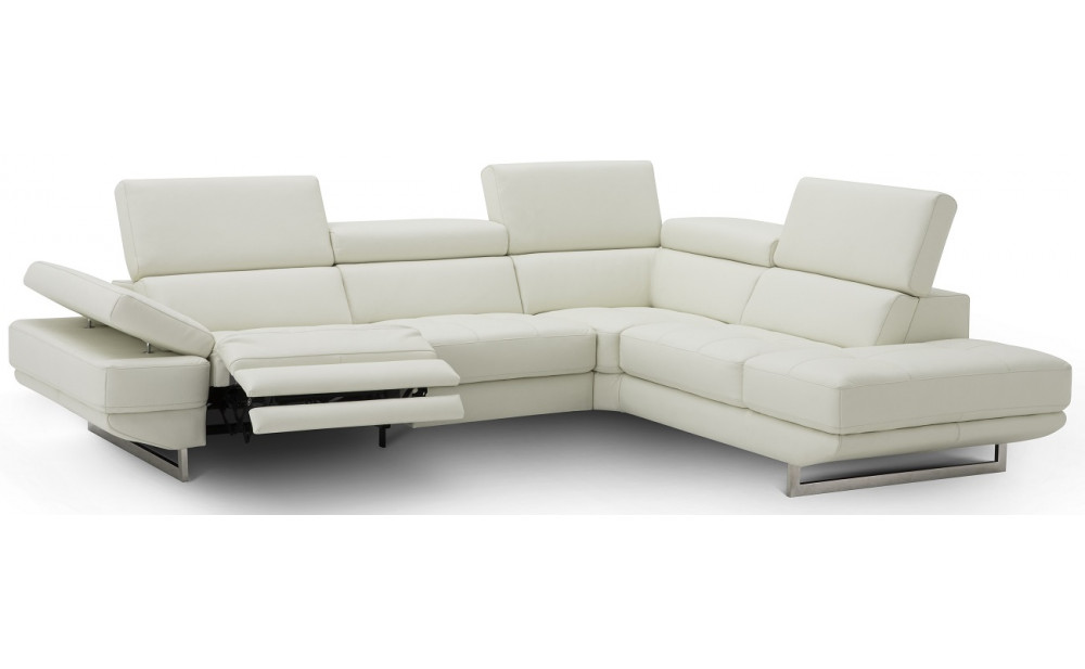 Annalaise Recliner Leather Sectional Snow White J&M Furniture