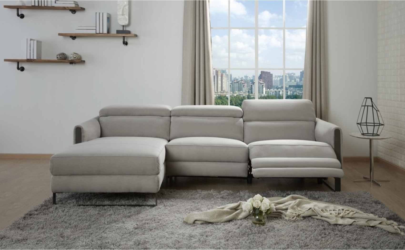 Antonio Primium Motional Sectionals Chalk J&M Furniture