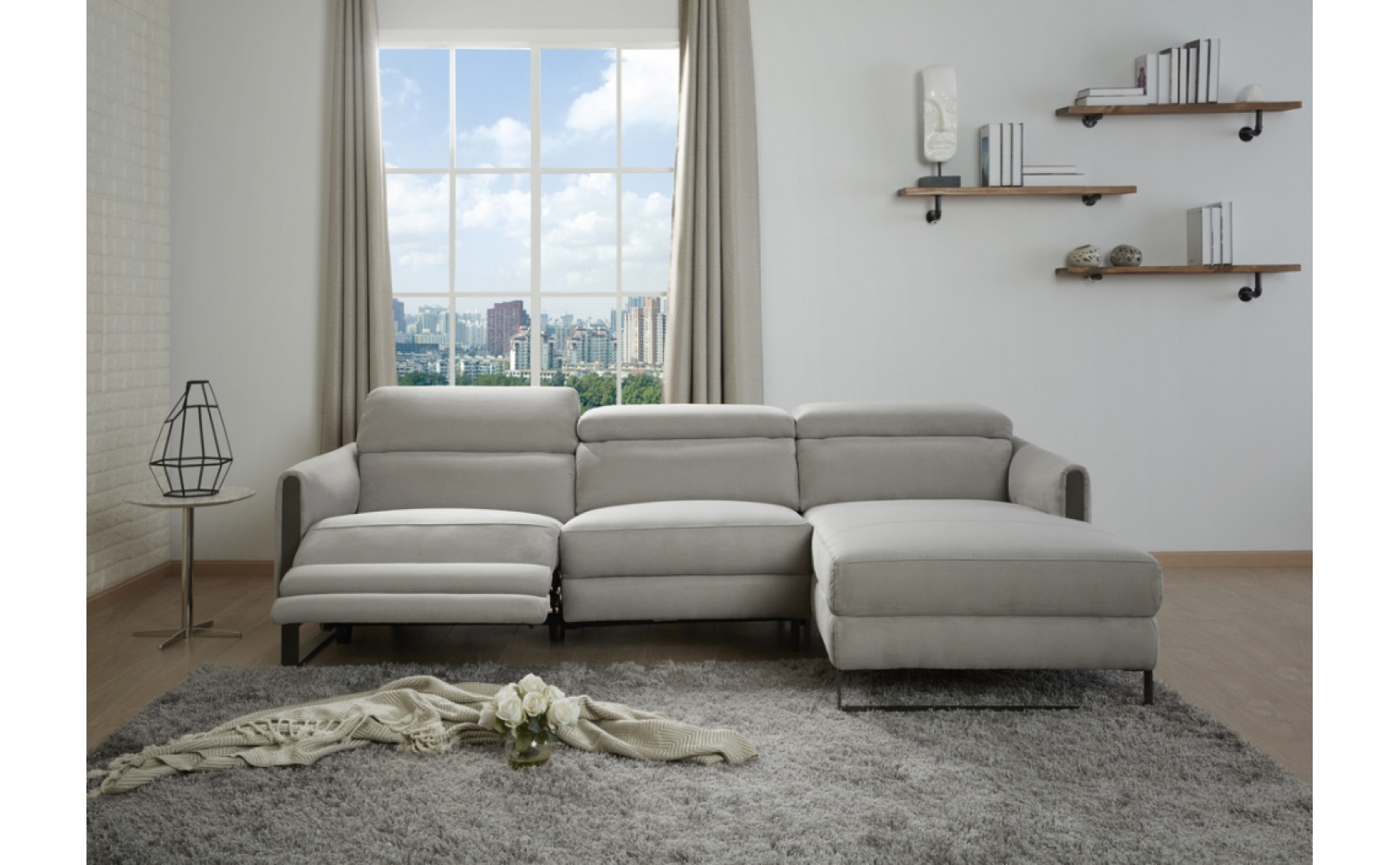 Antonio Primium Motional Sectionals Chalk J&M Furniture