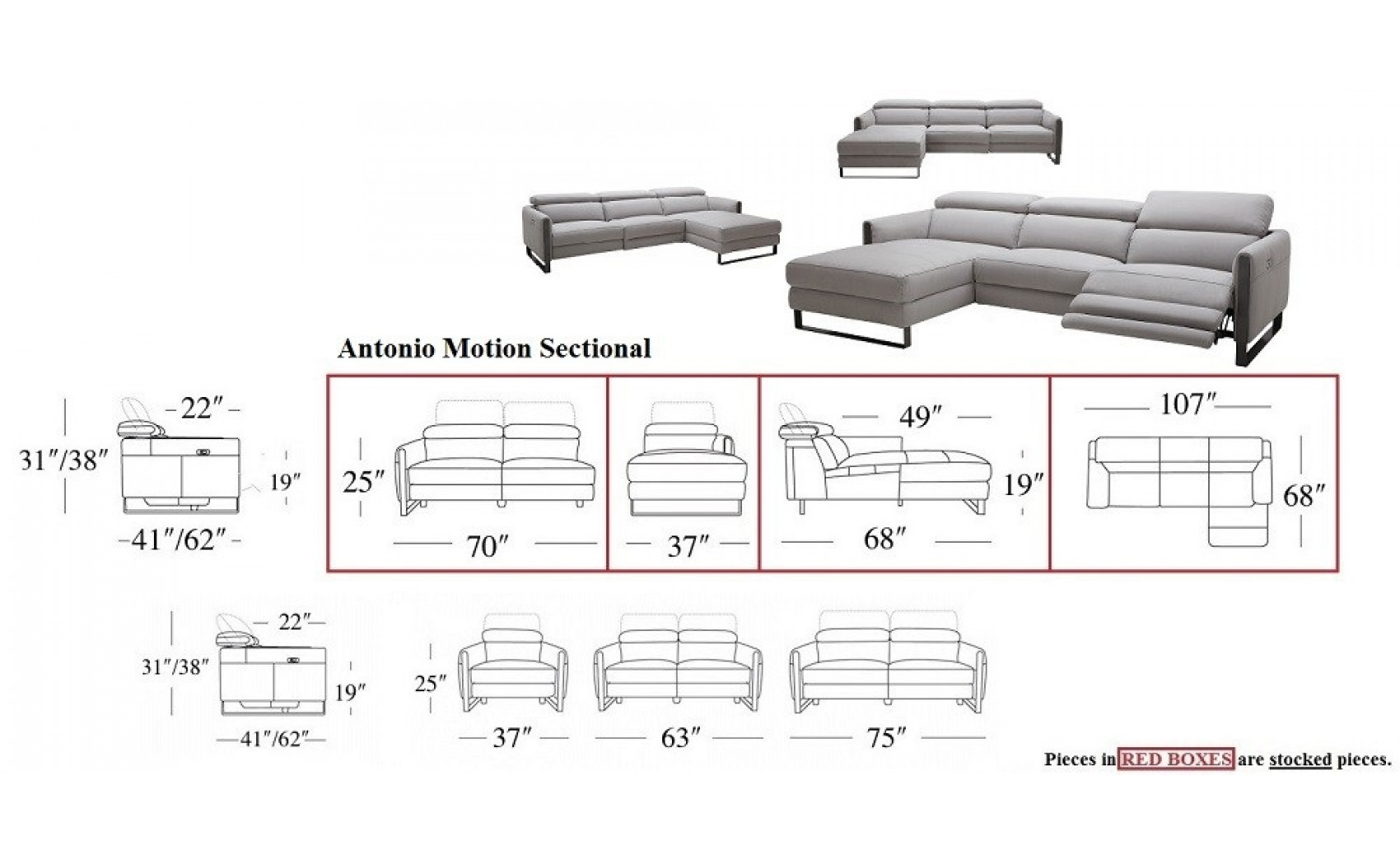 Antonio Primium Motional Sectionals Chalk J&M Furniture