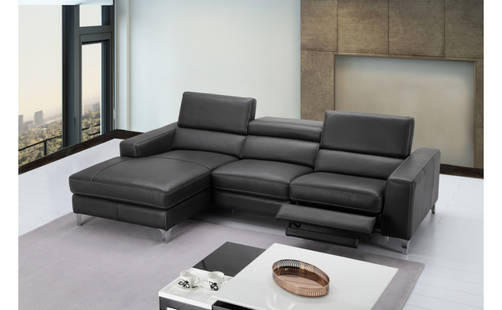 Ariana Premium Leather Sectional Grey J&M Furniture