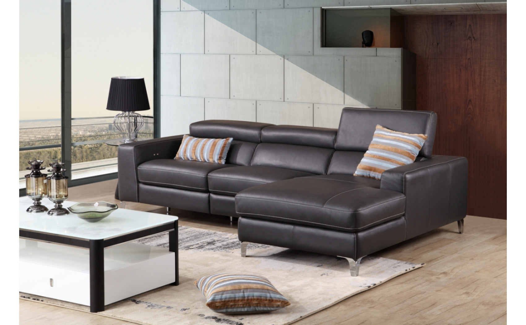 Ariana Premium Leather Sectional Grey J&M Furniture