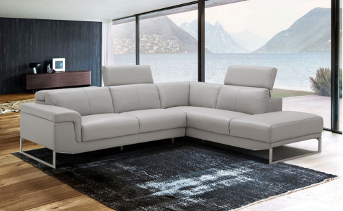 Athena Premium Leather Sectional Light Grey J&M Furniture Athena Premium Leather Sectional Light Grey J&M Furniture