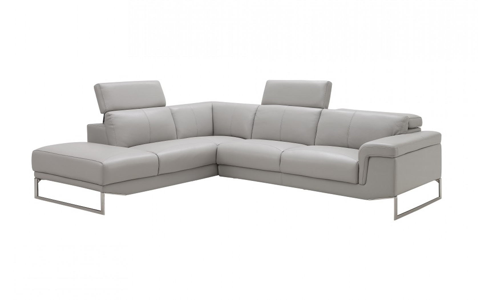 Athena Premium Leather Sectional Light Grey J&M Furniture