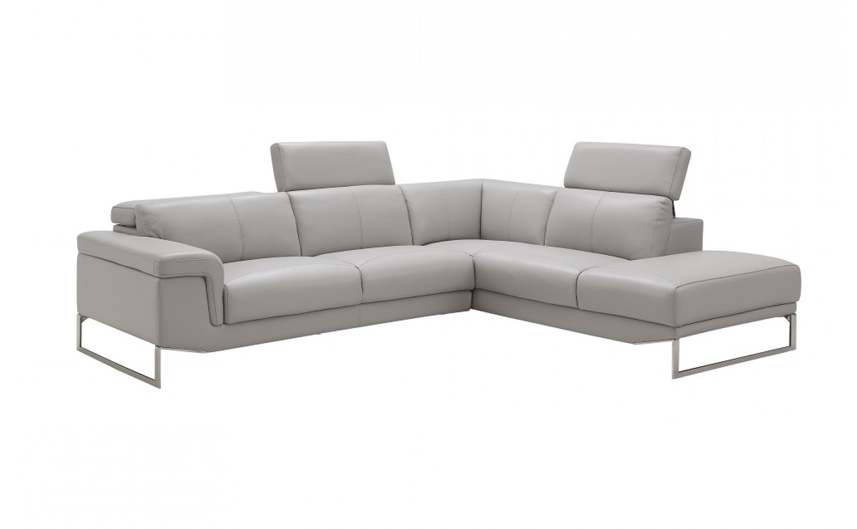 Athena Premium Leather Sectional Light Grey J&M Furniture