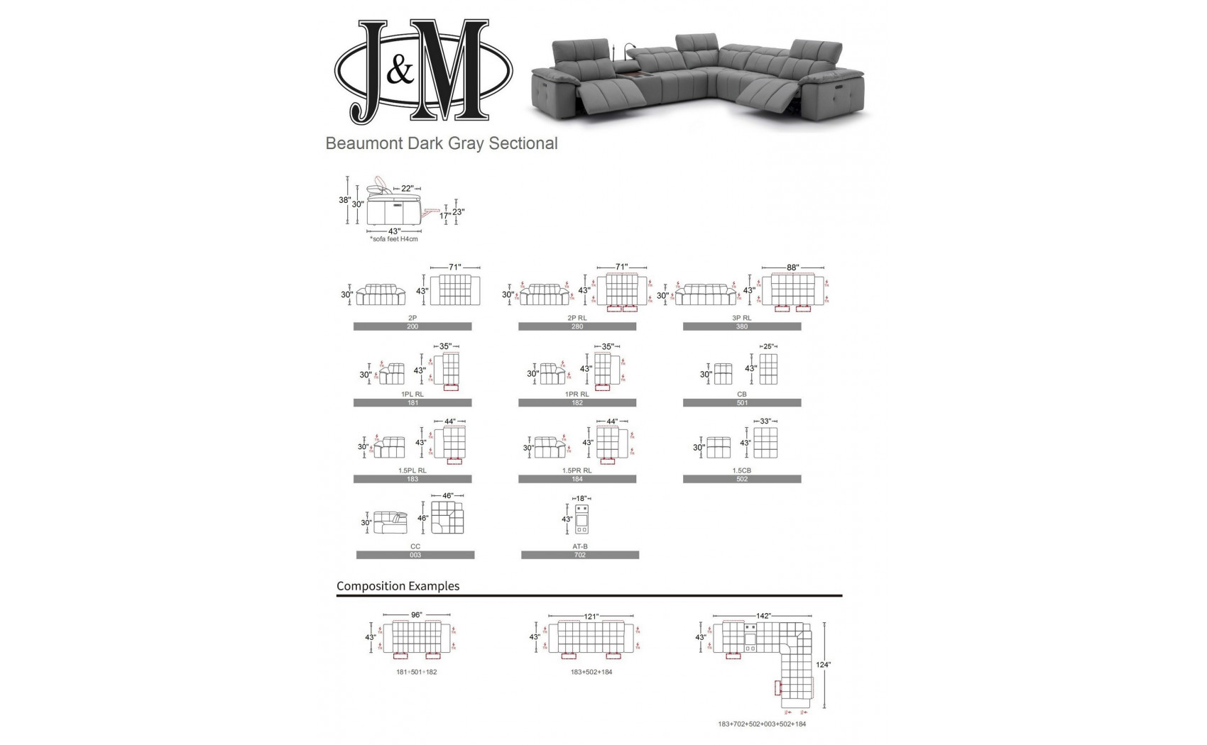 Beaumont Grey Sectional J&M Furniture